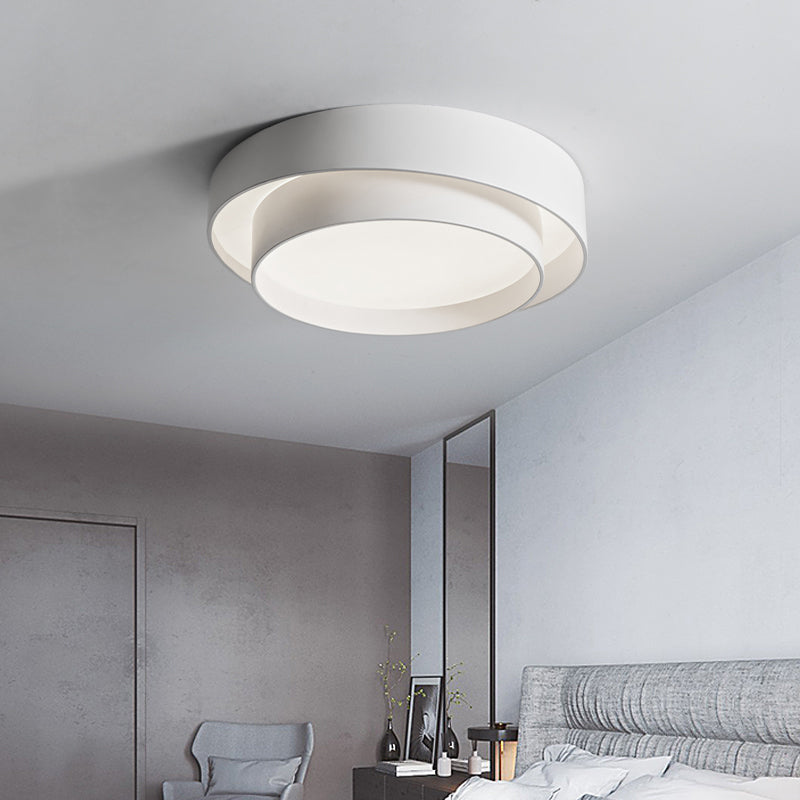 Contemporary Round Flush Light Metal 2 Light Flush Mount Ceiling Fixture