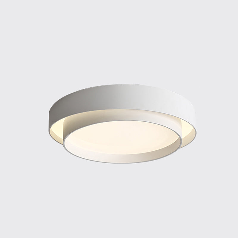 Contemporary Round Flush Light Metal 2 Light Flush Mount Ceiling Fixture