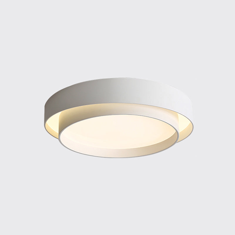 Contemporary Round Flush Light Metal 2 Light Flush Mount Ceiling Fixture