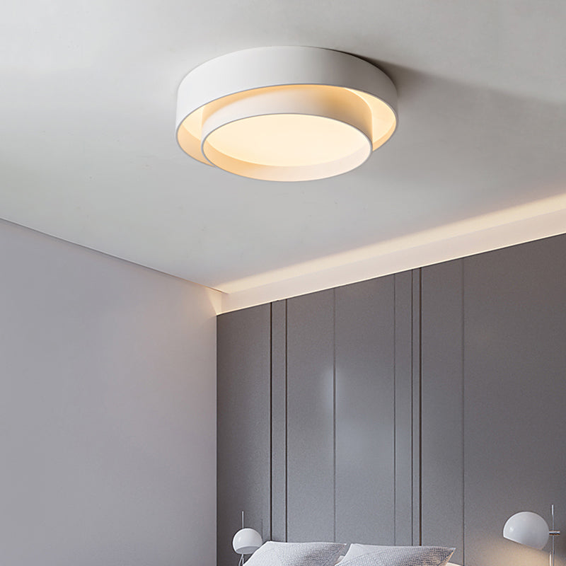 Contemporary Round Flush Light Metal 2 Light Flush Mount Ceiling Fixture