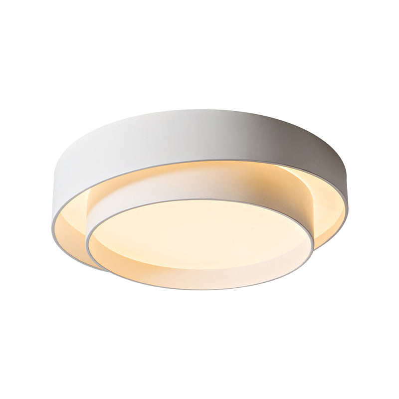 Contemporary Round Flush Light Metal 2 Light Flush Mount Ceiling Fixture