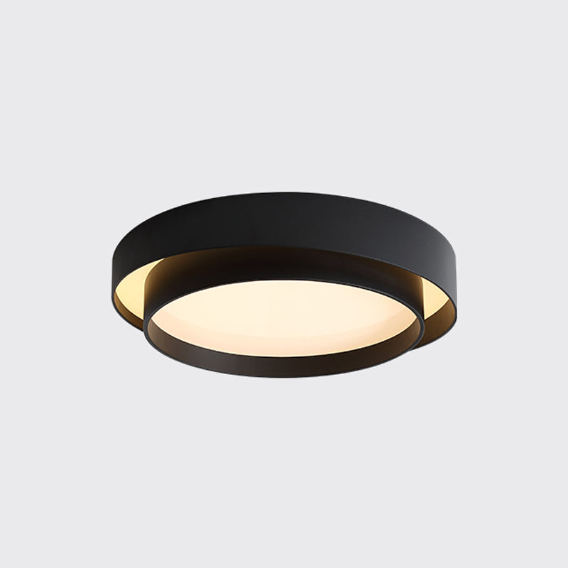 Contemporary Round Flush Light Metal 2 Light Flush Mount Ceiling Fixture