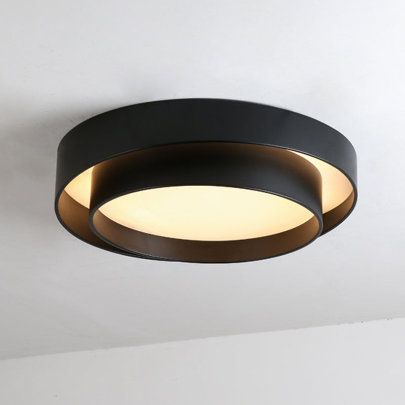 Contemporary Round Flush Light Metal 2 Light Flush Mount Ceiling Fixture