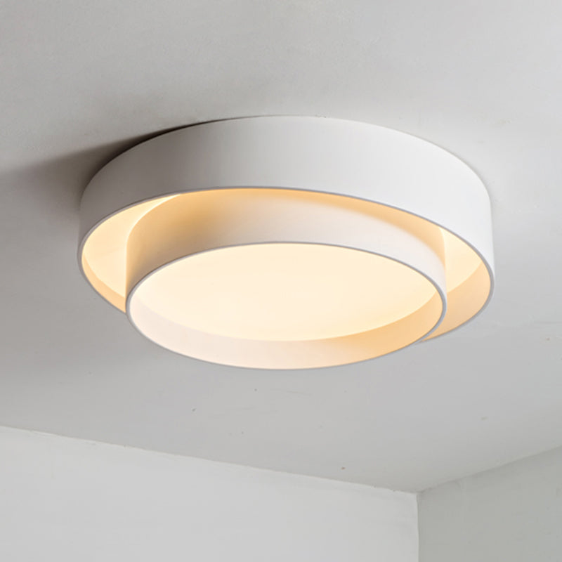 Contemporary Round Flush Light Metal 2 Light Flush Mount Ceiling Fixture