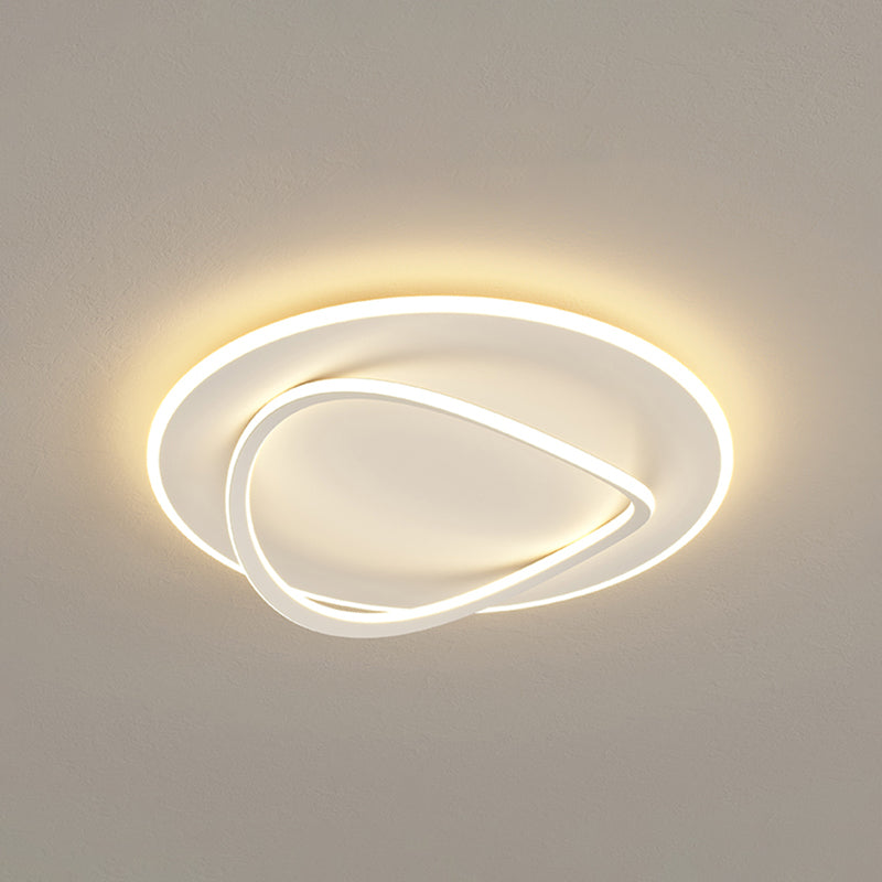 Modern Round Flush Light Fixtures Metal 2 Light Flush Mount Ceiling Fixture