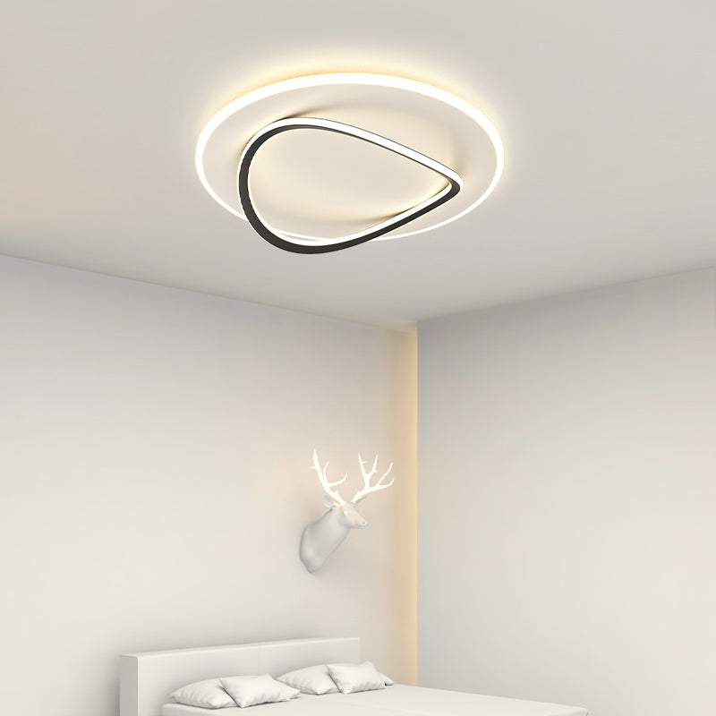 Modern Round Flush Light Fixtures Metal 2 Light Flush Mount Ceiling Fixture