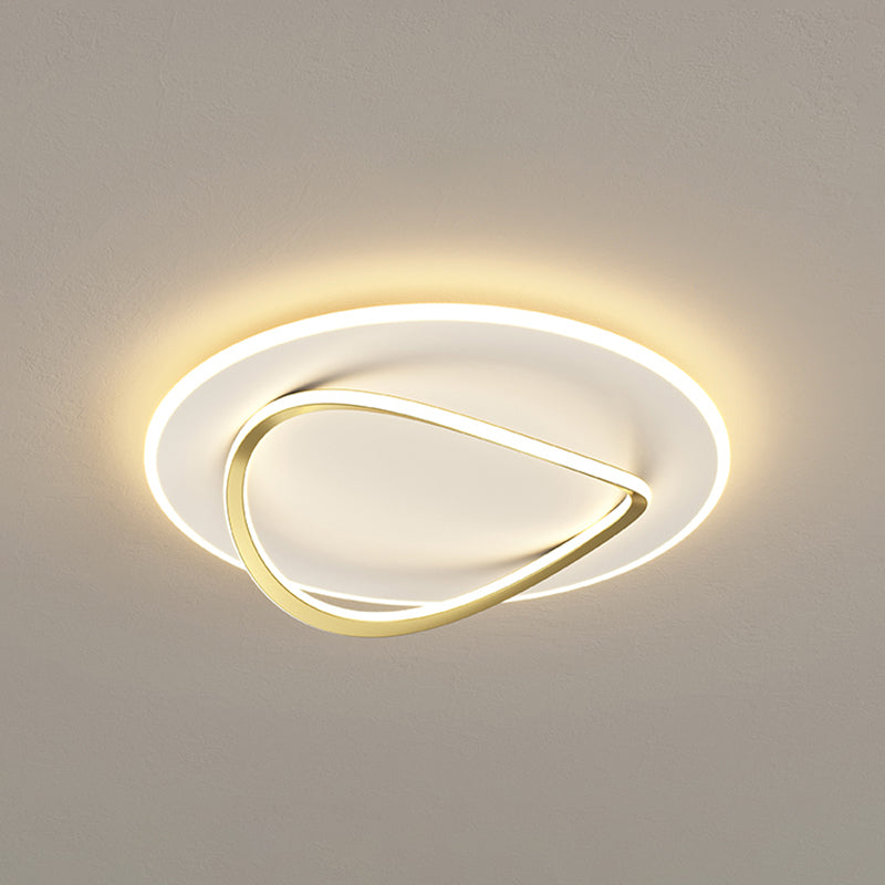 Modern Round Flush Light Fixtures Metal 2 Light Flush Mount Ceiling Fixture