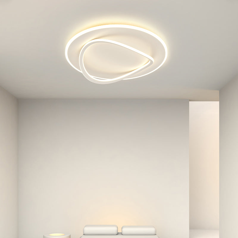 Modern Round Flush Light Fixtures Metal 2 Light Flush Mount Ceiling Fixture