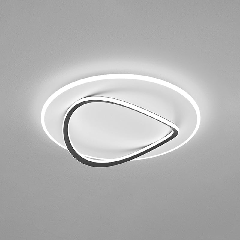 Modern Round Flush Light Fixtures Metal 2 Light Flush Mount Ceiling Fixture