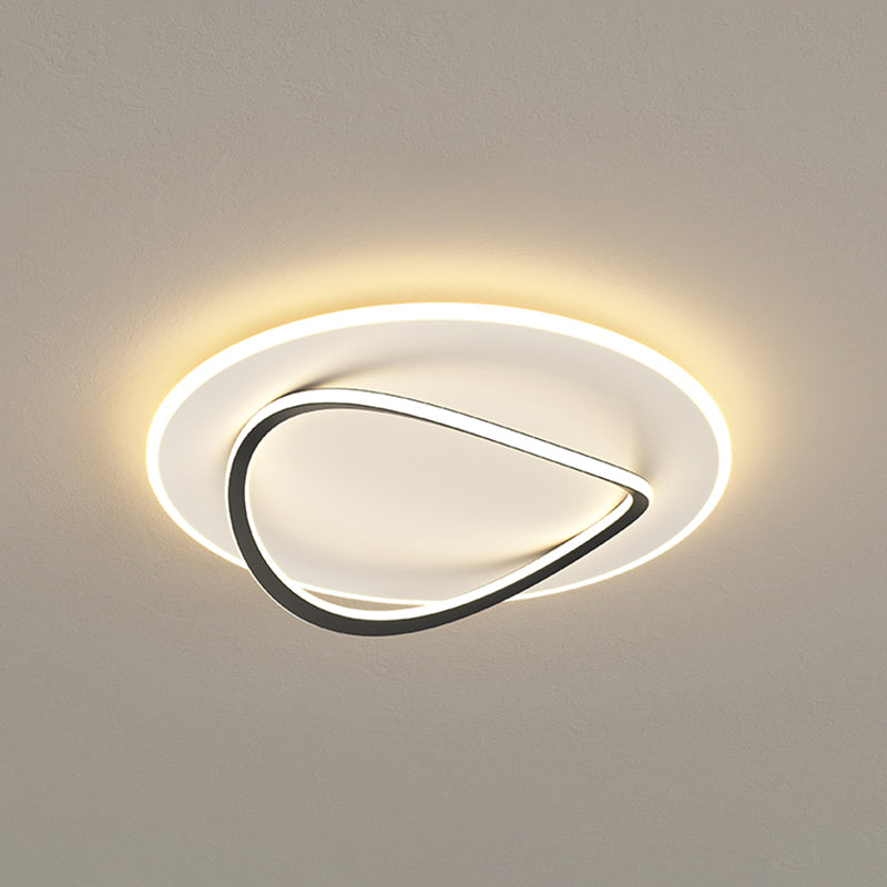 Modern Round Flush Light Fixtures Metal 2 Light Flush Mount Ceiling Fixture