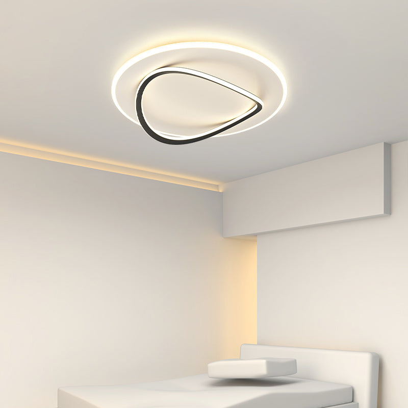 Modern Round Flush Light Fixtures Metal 2 Light Flush Mount Ceiling Fixture