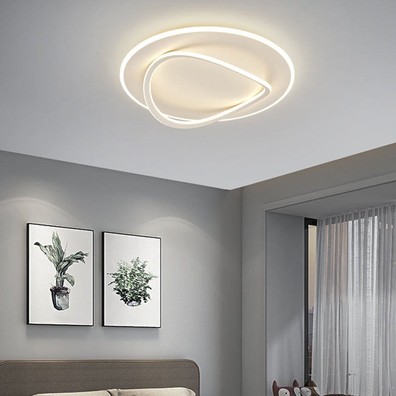 Modern Round Flush Light Fixtures Metal 2 Light Flush Mount Ceiling Fixture