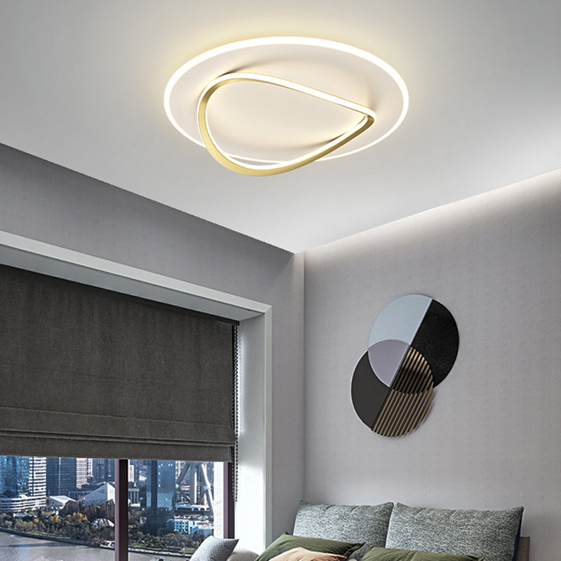 Modern Round Flush Light Fixtures Metal 2 Light Flush Mount Ceiling Fixture