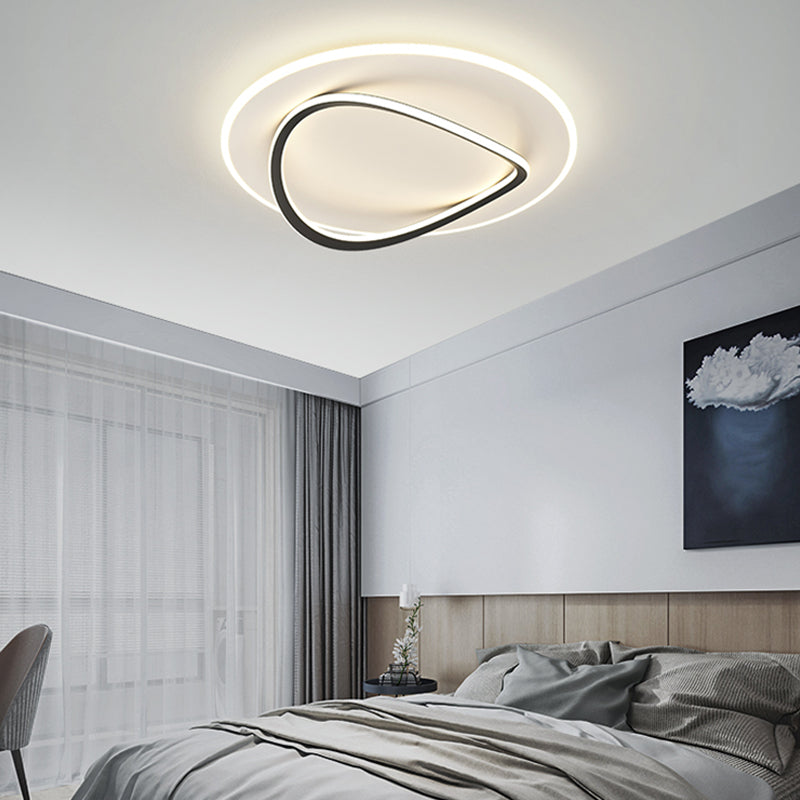 Modern Round Flush Light Fixtures Metal 2 Light Flush Mount Ceiling Fixture