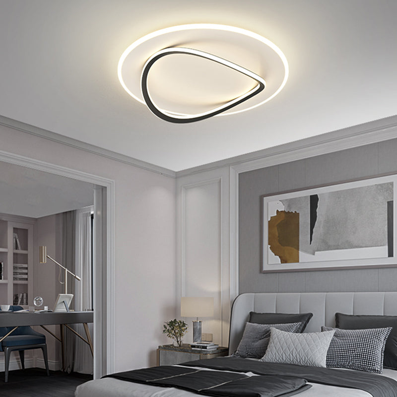 Modern Round Flush Light Fixtures Metal 2 Light Flush Mount Ceiling Fixture