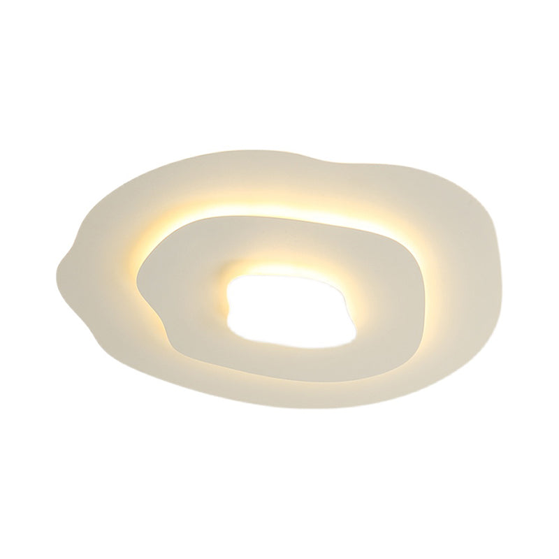 Modern Irregular Flush Light Metal 1 Light Flush Mount Ceiling Fixture in White