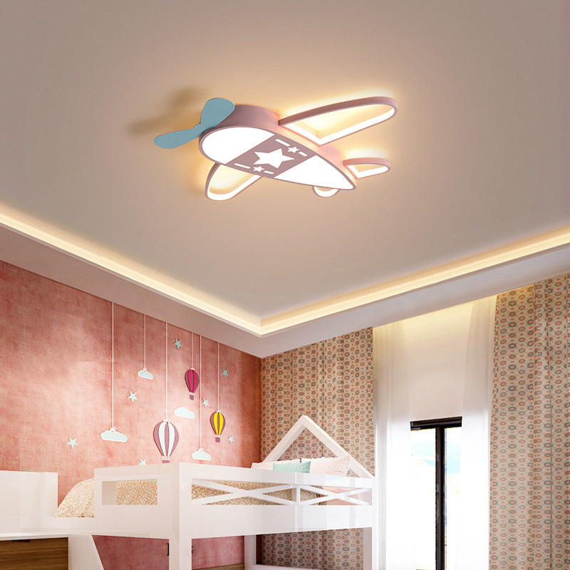 Modern Airplane Flush Light Metal 5 Light Flush Mount Lighting for Children's Room