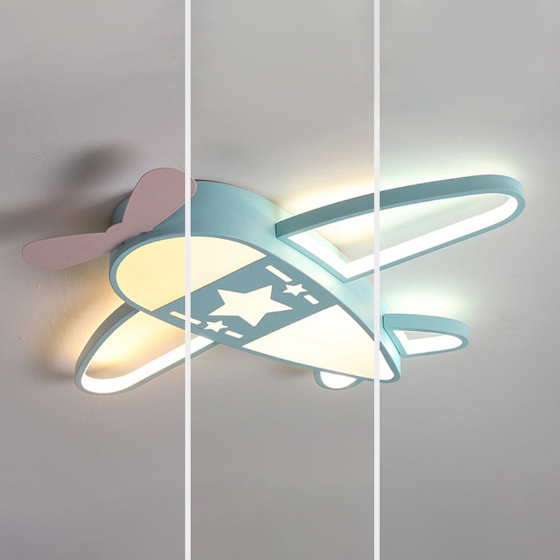 Modern Airplane Flush Light Metal 5 Light Flush Mount Lighting for Children's Room