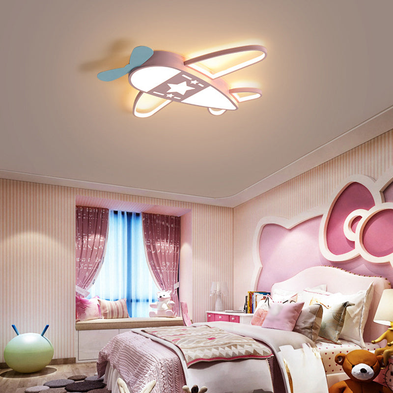 Modern Airplane Flush Light Metal 5 Light Flush Mount Lighting for Children's Room