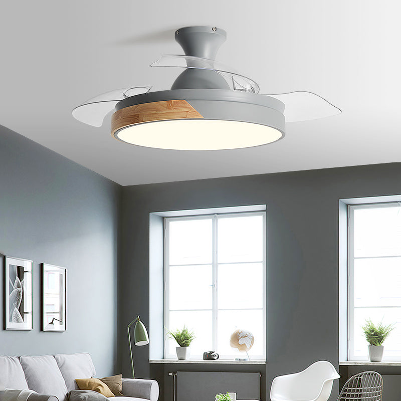 Geometry Shape Ceiling Fan Light Kids Style Metal Single Light LED Flush Light for Bedroom