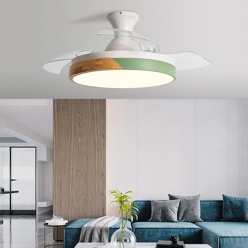 Geometry Shape Ceiling Fan Light Kids Style Metal Single Light LED Flush Light for Bedroom