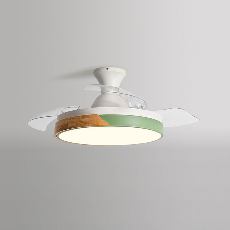 Geometry Shape Ceiling Fan Light Kids Style Metal Single Light LED Flush Light for Bedroom