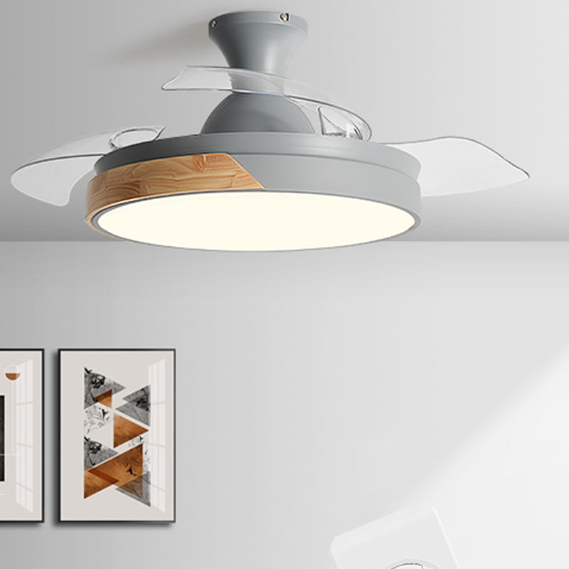 Geometry Shape Ceiling Fan Light Kids Style Metal Single Light LED Flush Light for Bedroom