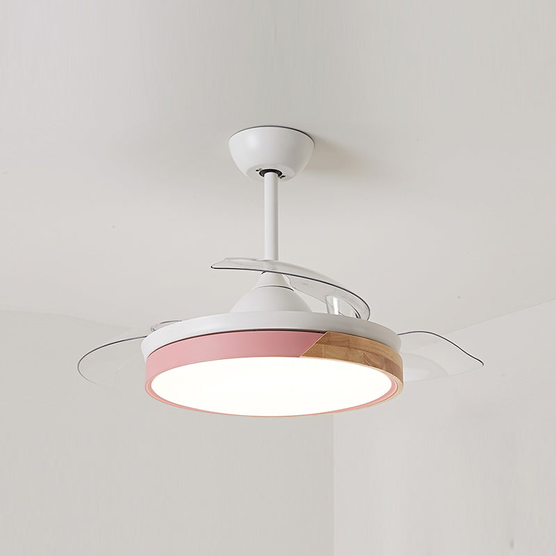 Geometry Shape Ceiling Fan Light Kids Style Metal 1-Light LED Flush Light for Bedroom