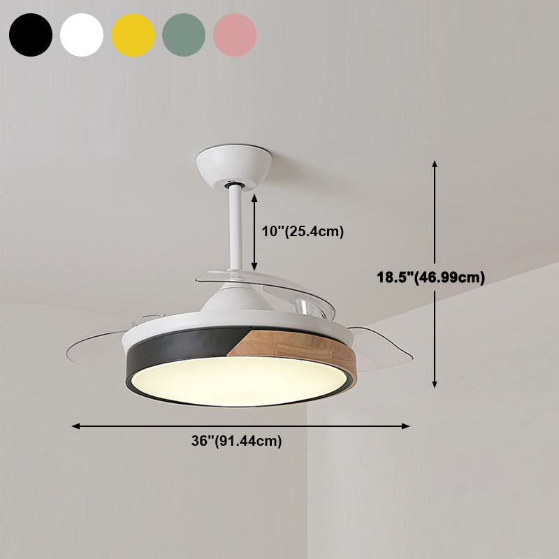 Geometry Shape Ceiling Fan Light Kids Style Metal 1-Light LED Flush Light for Bedroom