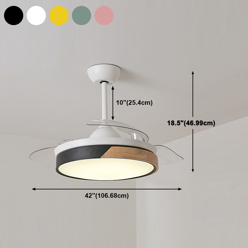 Geometry Shape Ceiling Fan Light Kids Style Metal 1-Light LED Flush Light for Bedroom