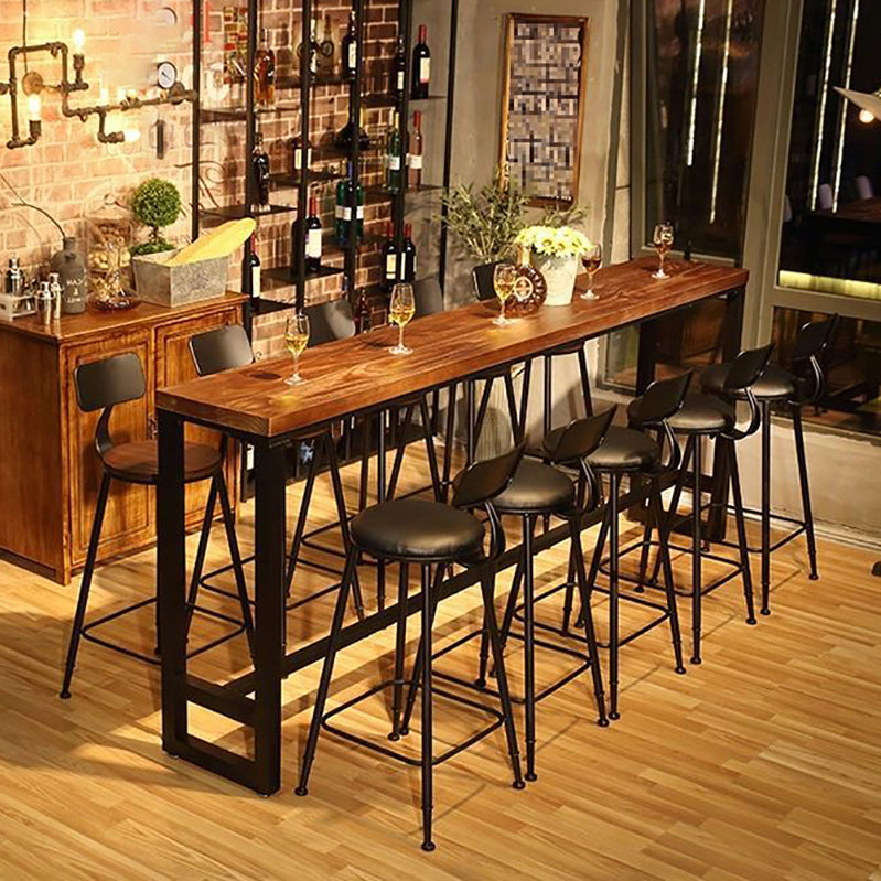 Industrial Brown and Black Bistro Bar Desk Solid Wood Trestle Bistro Bar Table