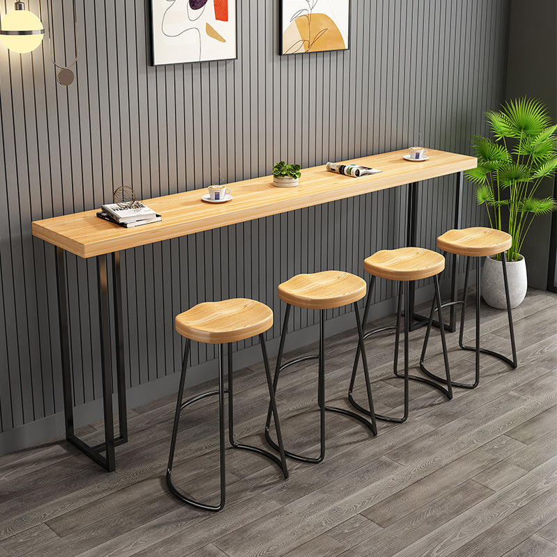 Modern Solid Wood Bistro Accent Dining Table Rectangle Bar Table in Natural