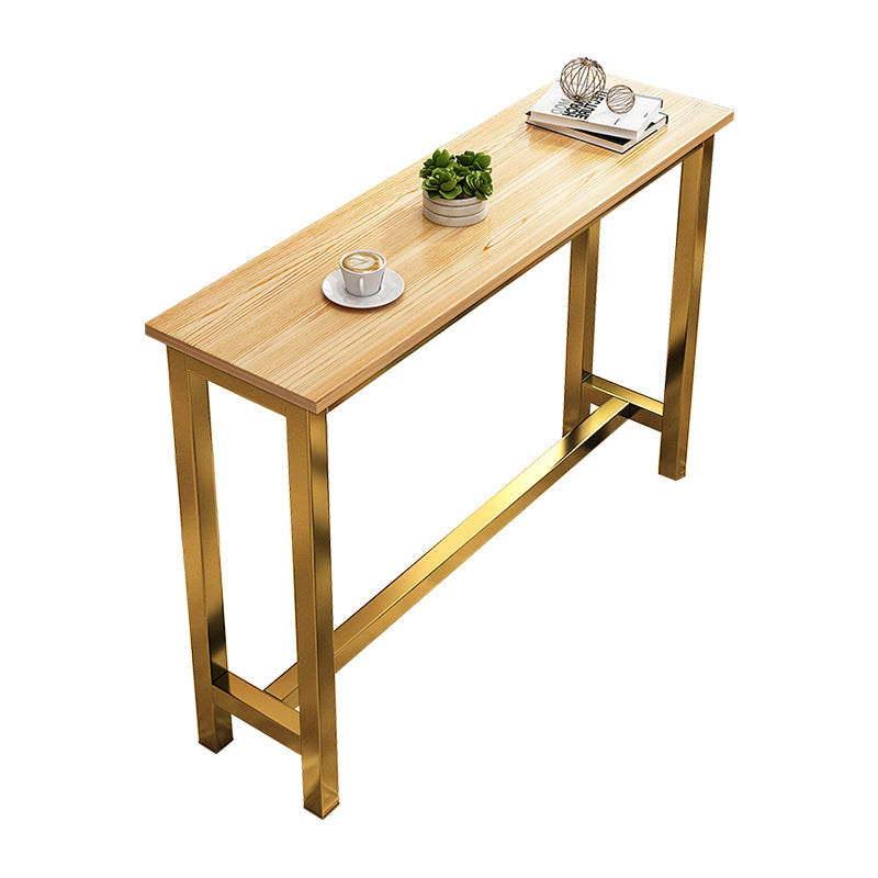 Modern Solid Wood Bistro Accent Dining Table Rectangle Bar Table in Natural