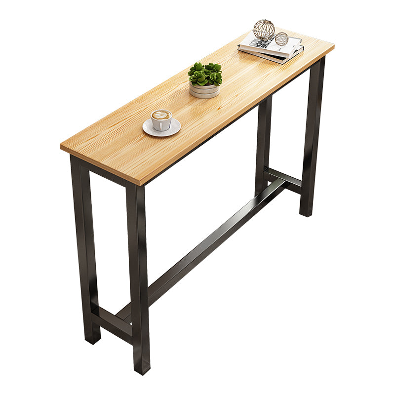 Modern Solid Wood Bistro Accent Dining Table Rectangle Bar Table in Natural