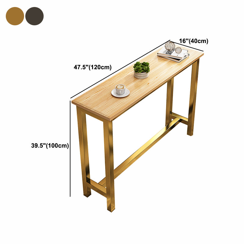 Modern Solid Wood Bistro Accent Dining Table Rectangle Bar Table in Natural