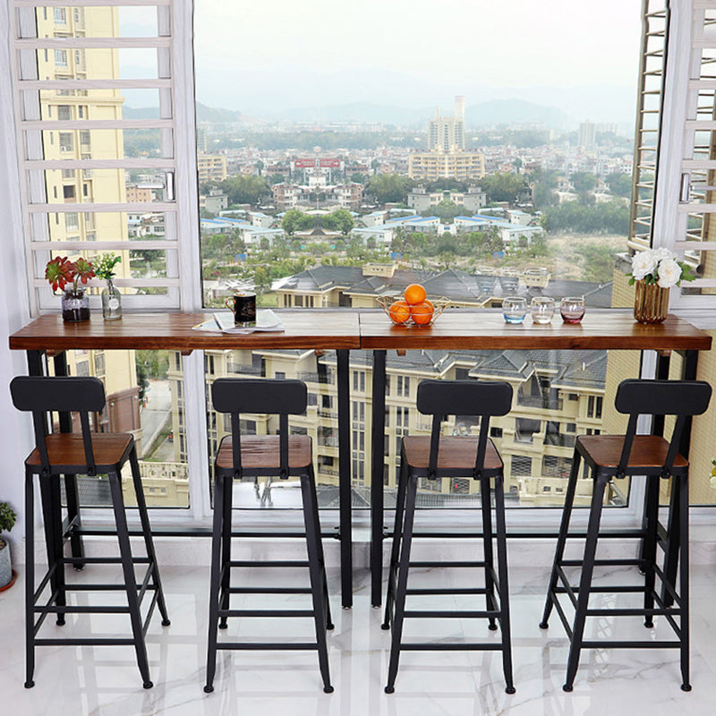 Rectangle Balcony Pub Height Dining Table Industrial Solid Wood Bistro Table