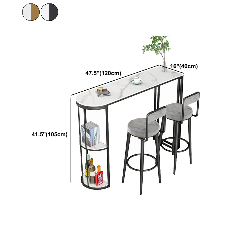 Indoor Metal Cocktail Bar Table Modern Double Pedestal Pub Height Dining Table