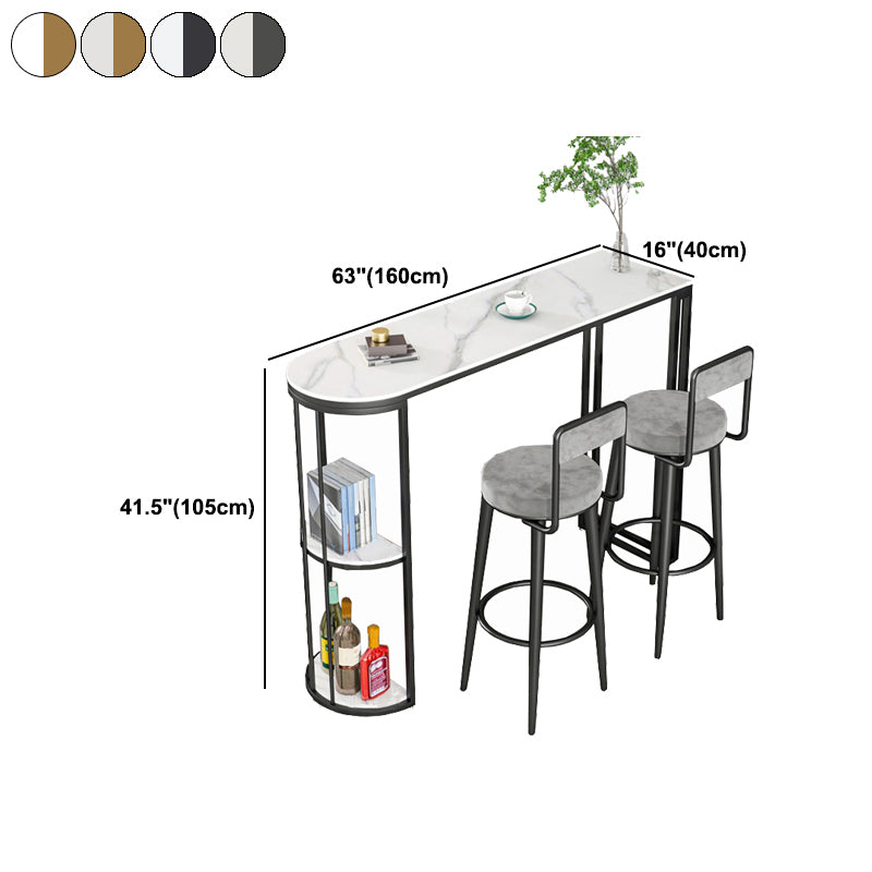 Indoor Metal Cocktail Bar Table Modern Double Pedestal Pub Height Dining Table