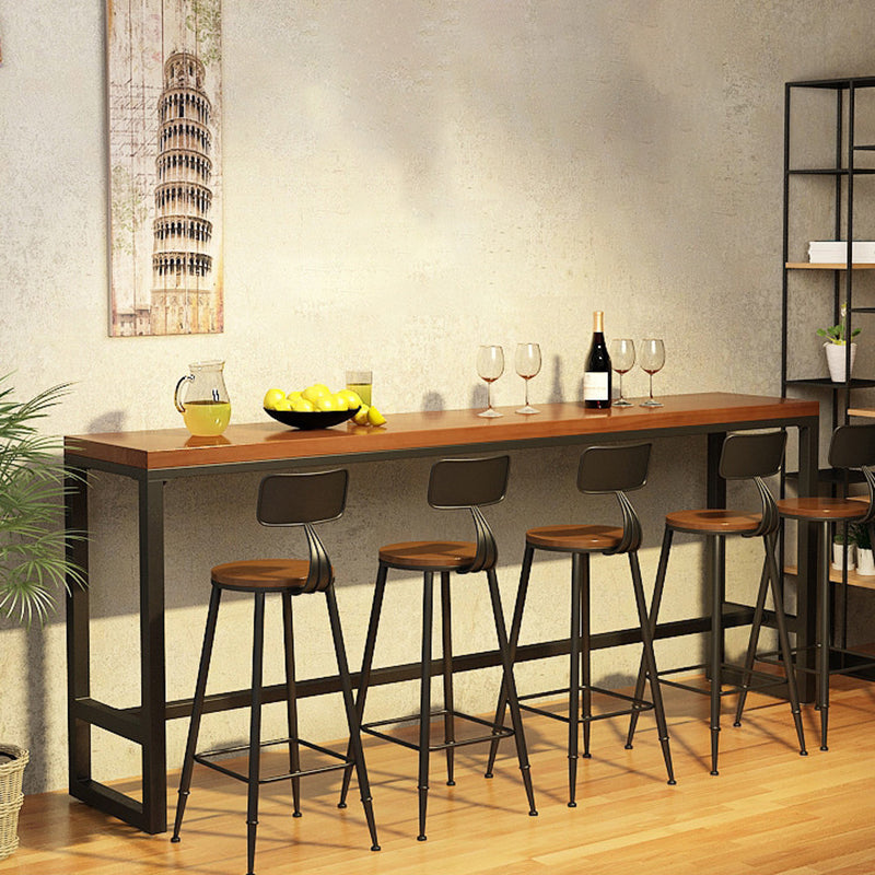 Industrial Natural Bistro Bar Desk Indoor Footrest Trestle Bistro Bar Table