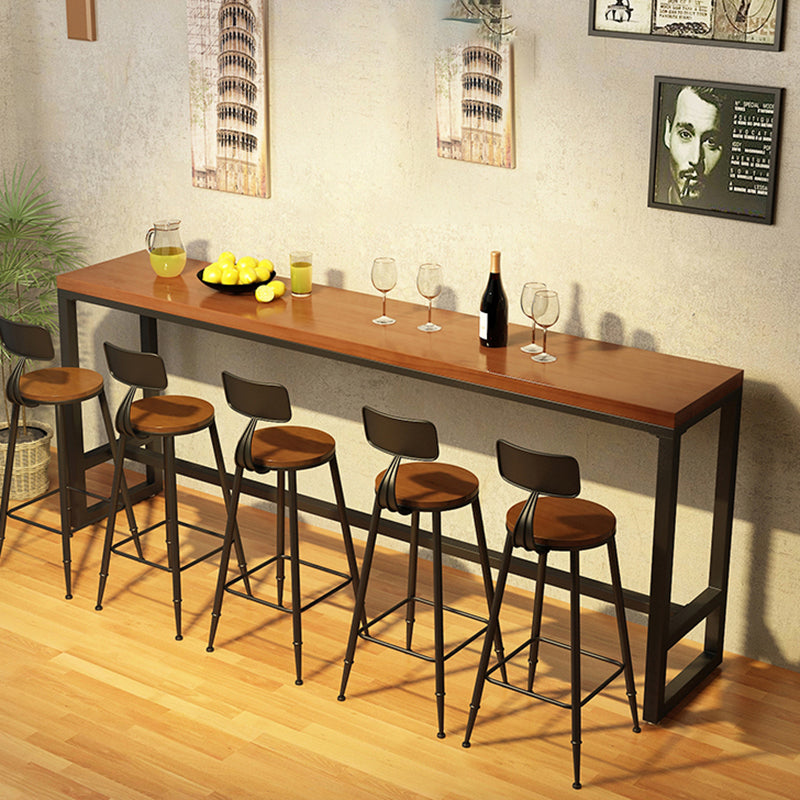 Industrial Natural Bistro Bar Desk Indoor Footrest Trestle Bistro Bar Table