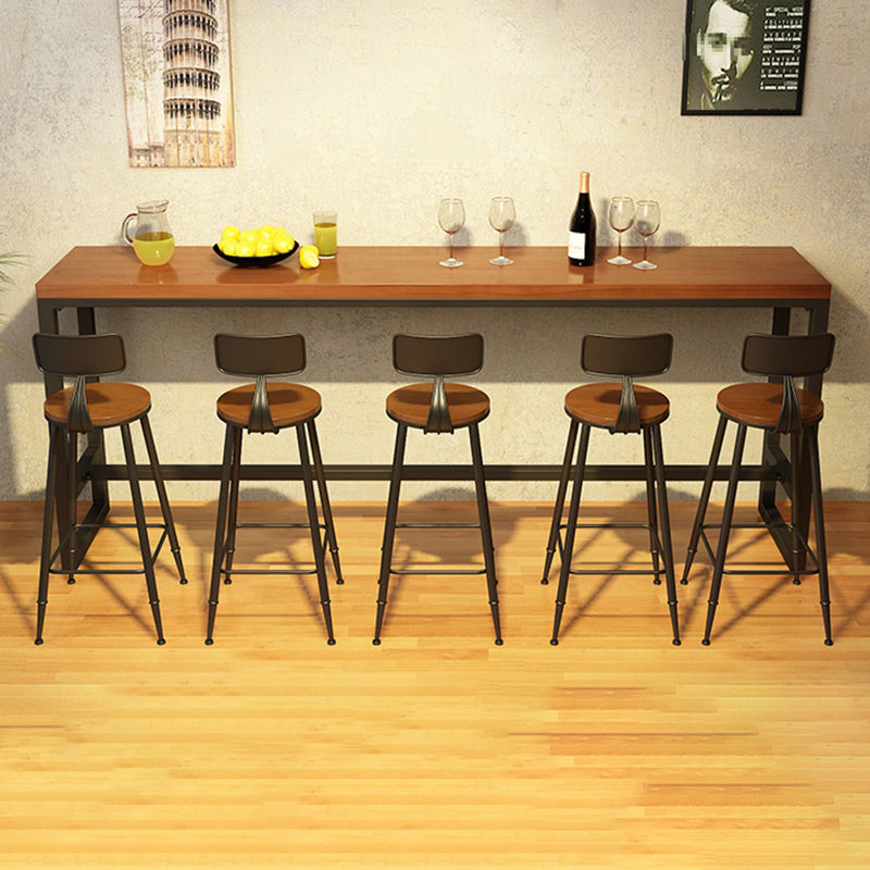 Industrial Natural Bistro Bar Desk Indoor Footrest Trestle Bistro Bar Table