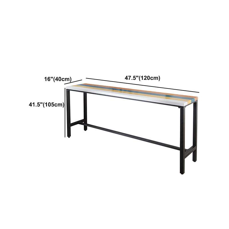 Wood Rectangle Top Bar Table 42-inch Height Industrial Style Bar Table