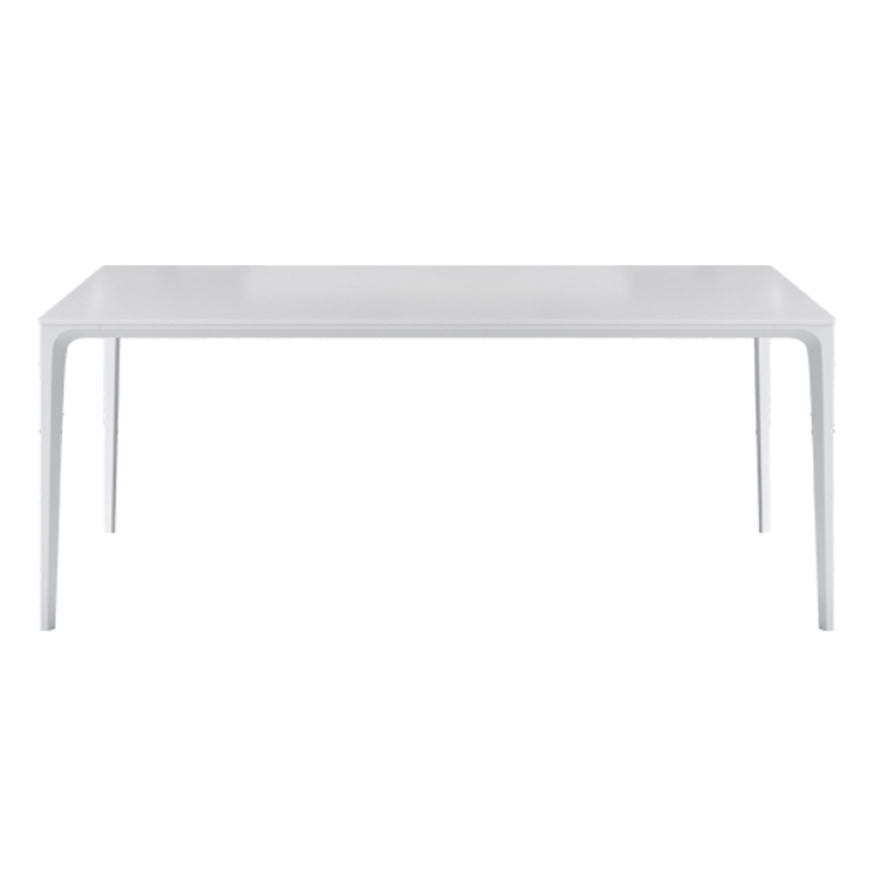 Modern Rectangle Dining Table Stone Top Metal Tripod Base Dining Table