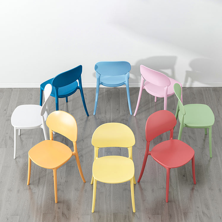 Plastic Scandinavian Armless Chair Kitchen Dining Room Open Back Chair