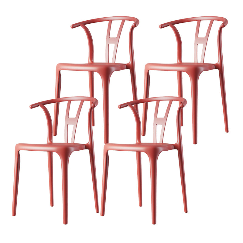 Scandinavian Plastic Armless Chair Dining Room Open Back Chair