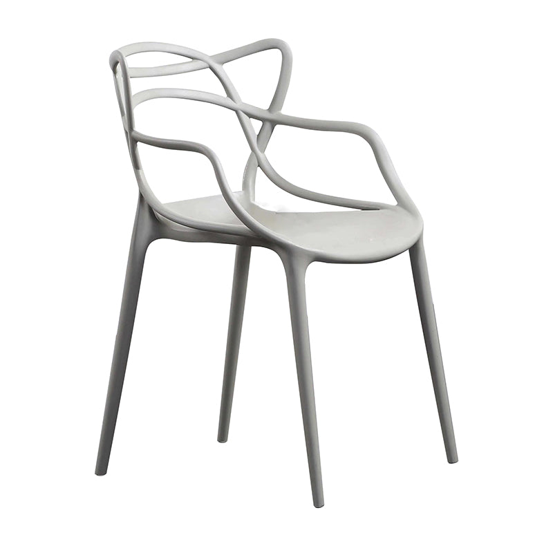 Contemporary Style Dining Armchair Plastic Open Back Dining Chair