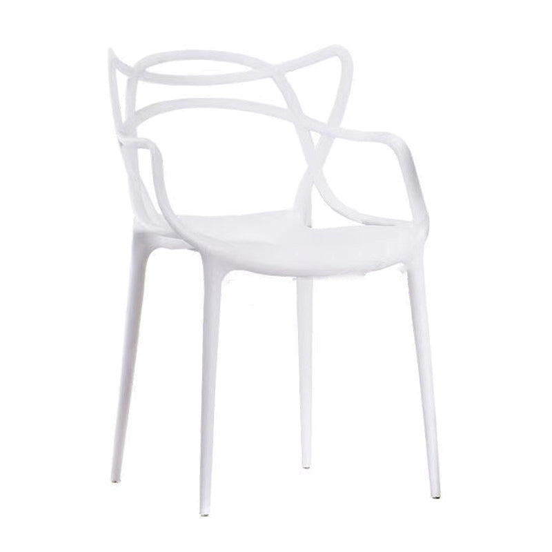 Contemporary Style Dining Armchair Plastic Open Back Dining Chair