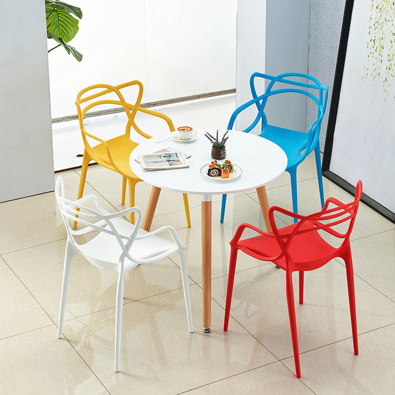 Contemporary Style Dining Armchair Plastic Open Back Dining Chair