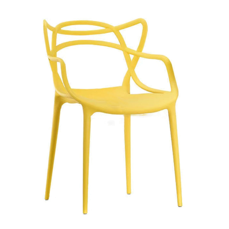 Contemporary Style Dining Armchair Plastic Open Back Dining Chair