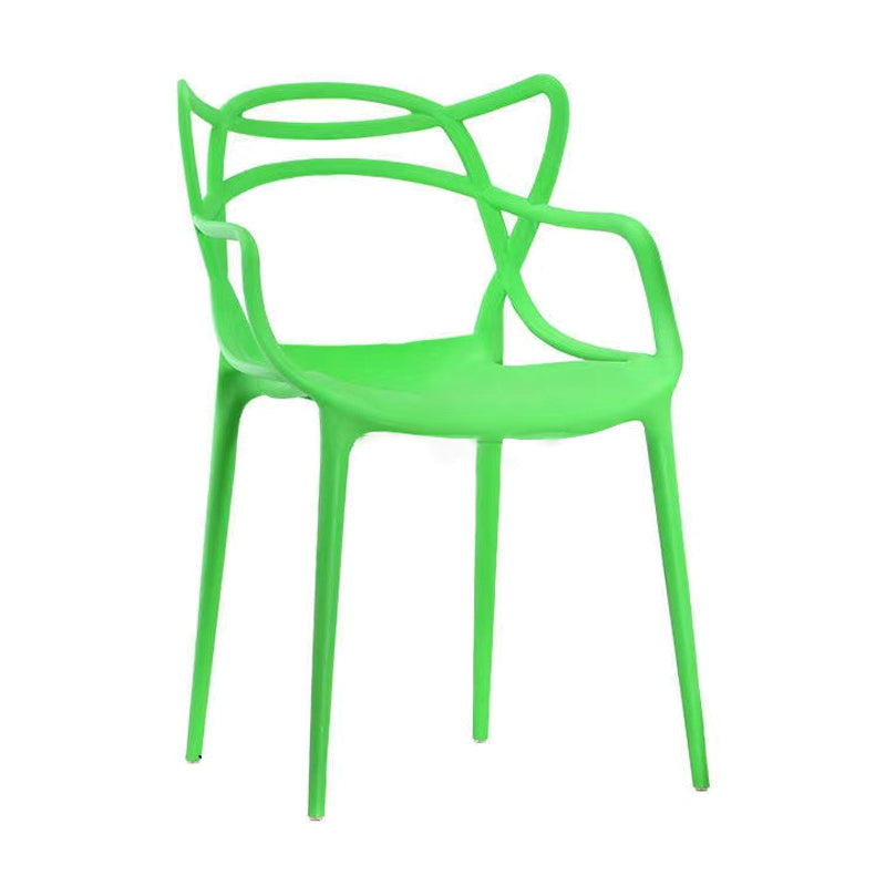 Contemporary Style Dining Armchair Plastic Open Back Dining Chair